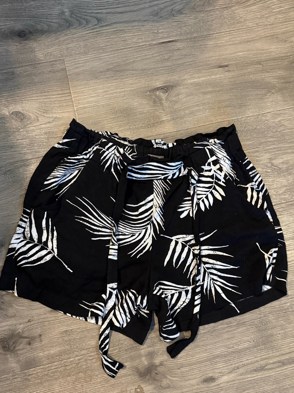 Maurices Black Tropical-Leaf High Waist Shorts